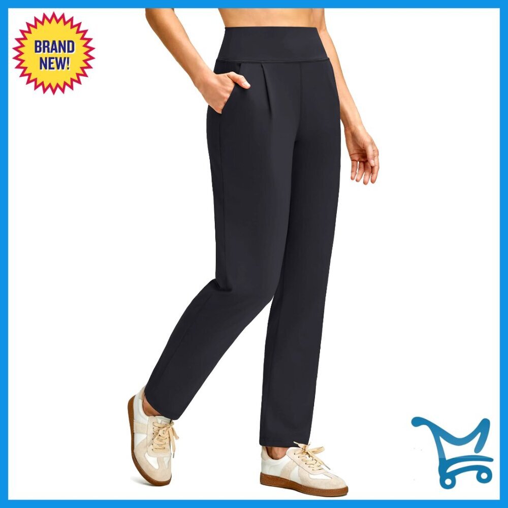 High Waist Tapered Ankle Pants with Pockets for Work Lounge Travel